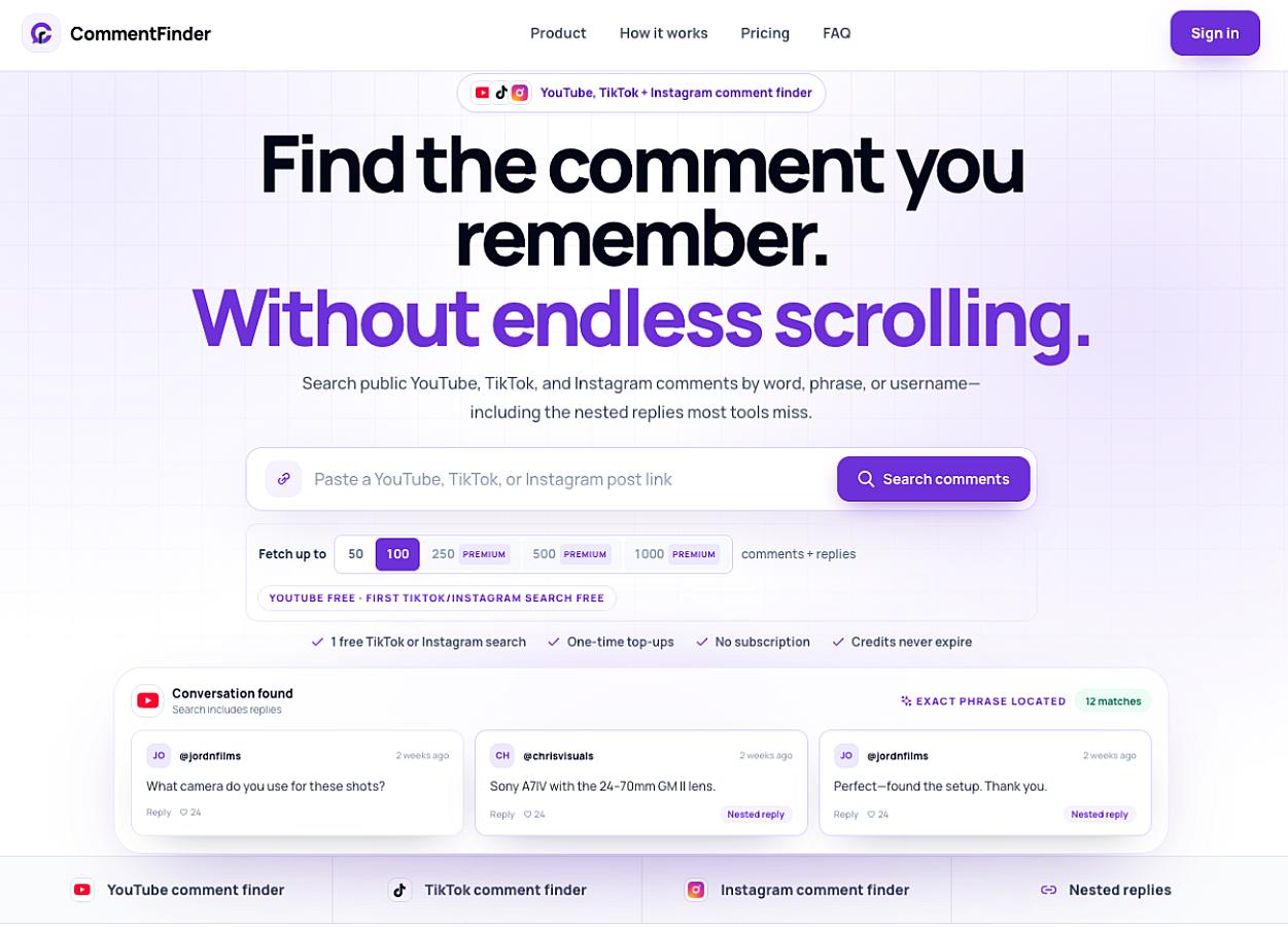 CommentFinder screenshot 2