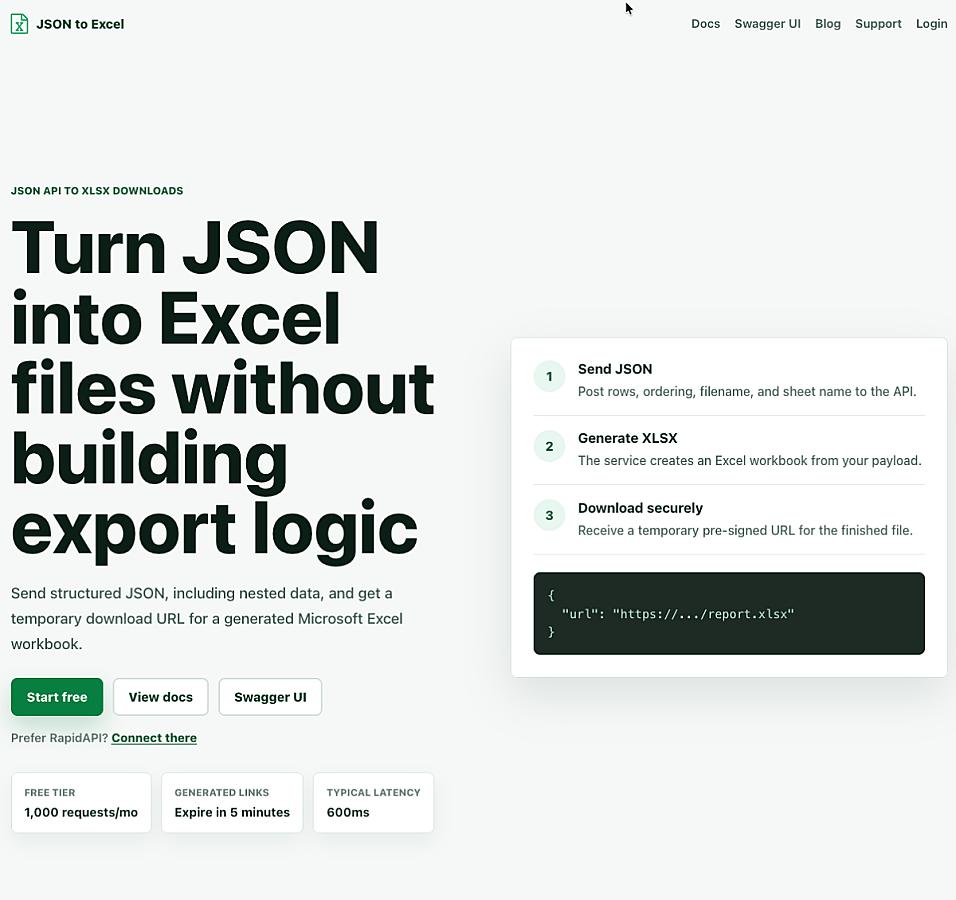 JSON to Excel screenshot 3