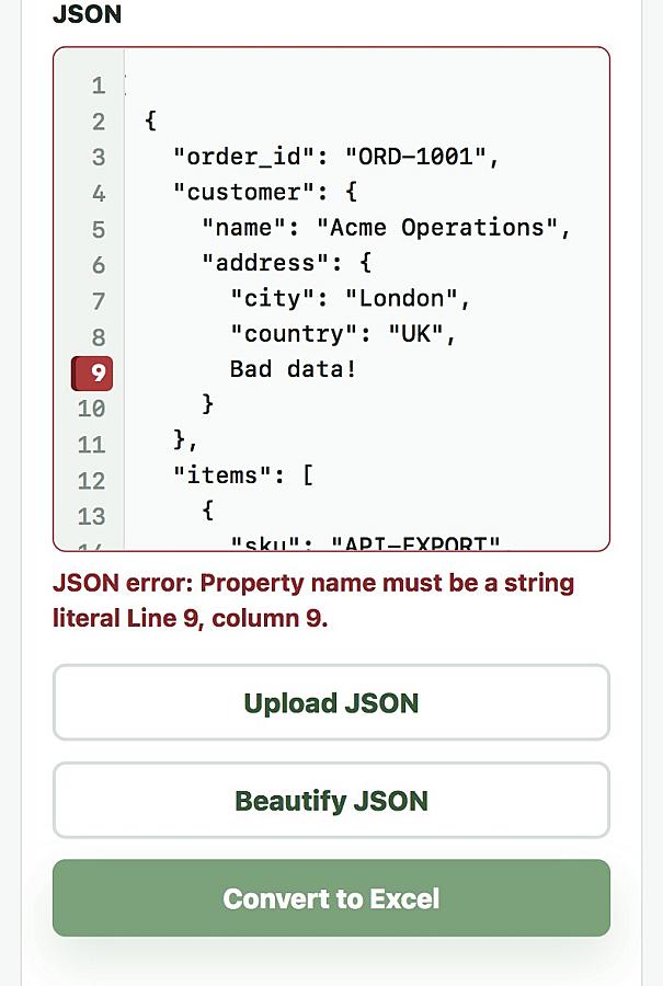 JSON to Excel screenshot 4