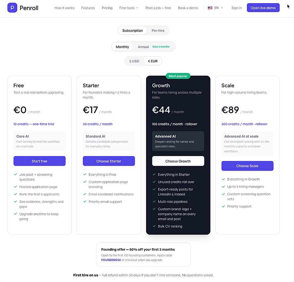 Penroll App screenshot 1