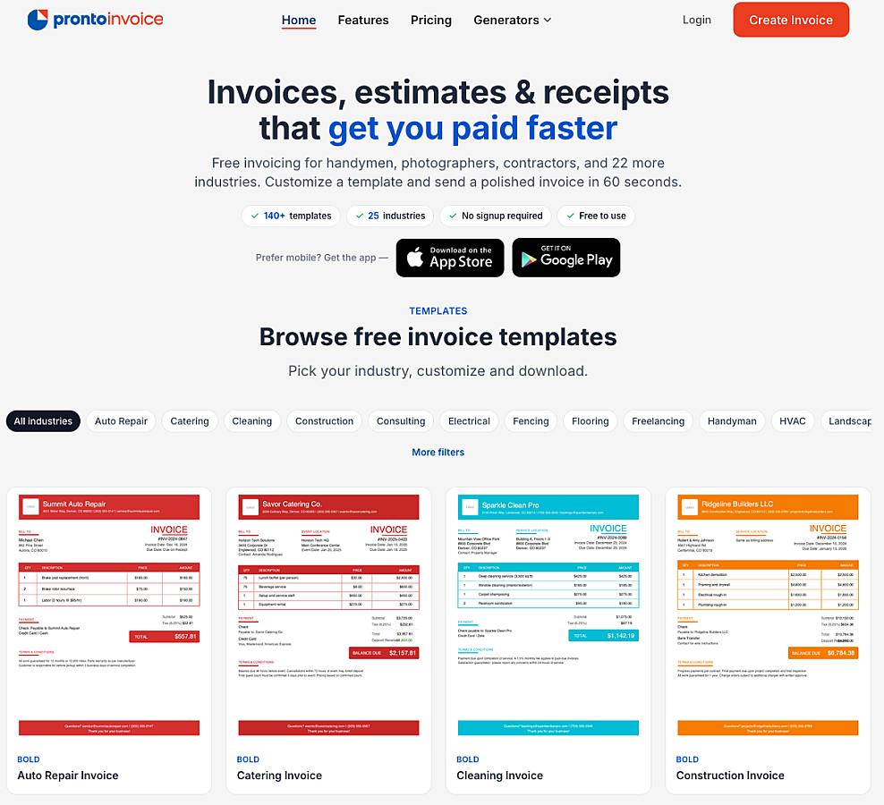 Pronto Invoice screenshot 2