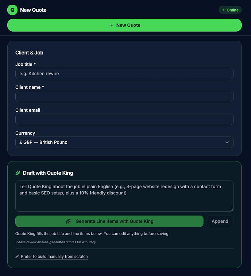 QuoteKing screenshot 2