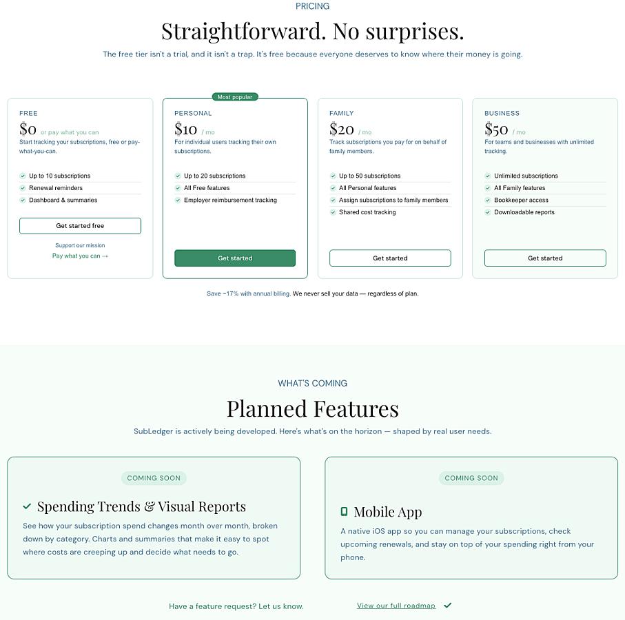 SubLedger screenshot 1