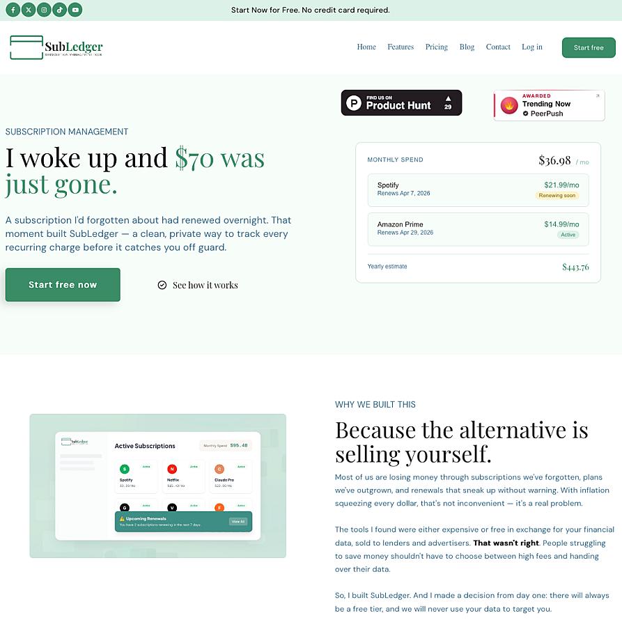 SubLedger screenshot 2