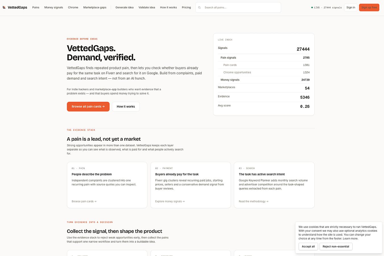 VettedGaps screenshot 1